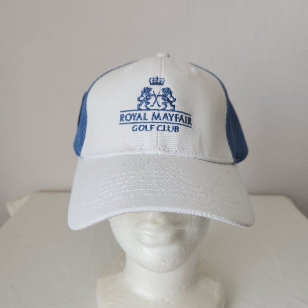 NWoT Legendary Royal Mayfair Golf Club Hat Cap Stretch Perfect Fit Blue White